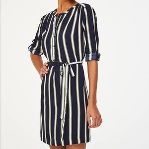 LOFT Outlet Petite Striped Henley Shirt Dress
